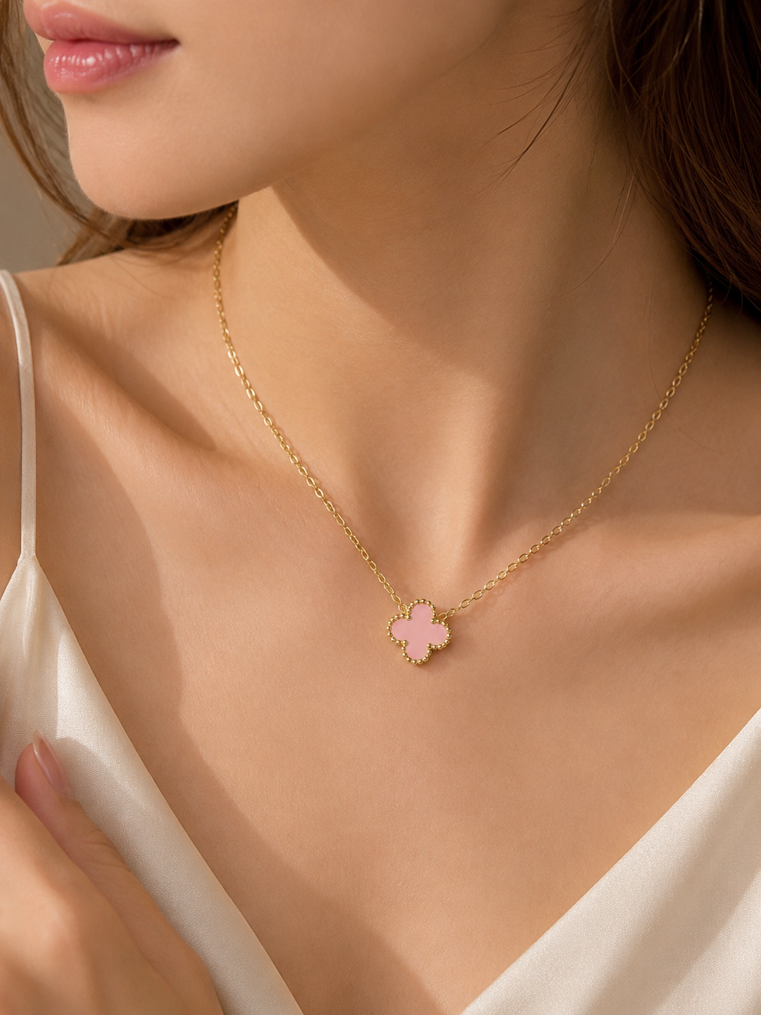 Pink Clovie Necklace