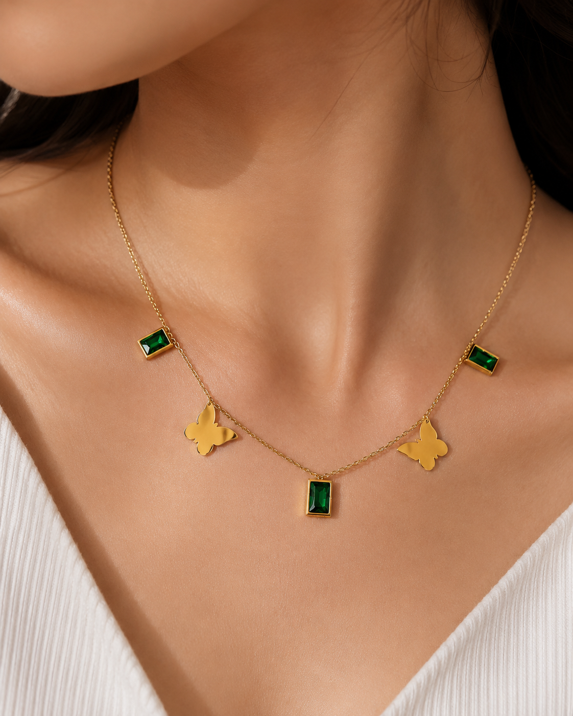 Emerald Butterfly Necklace