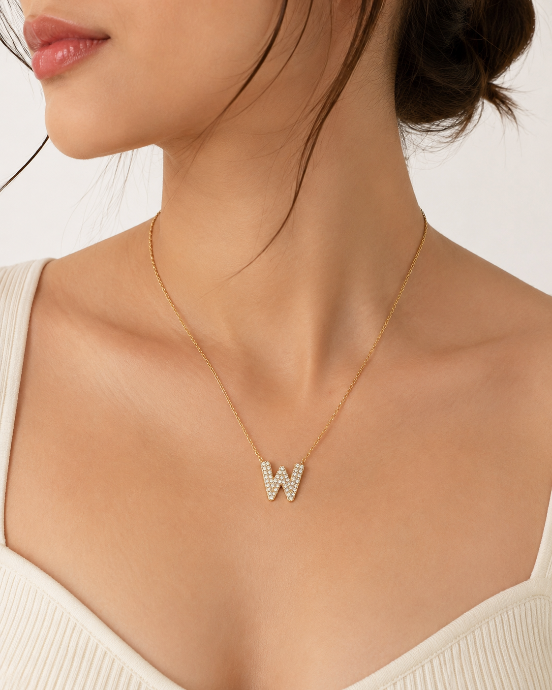 Paved Puffy Initial Necklaces